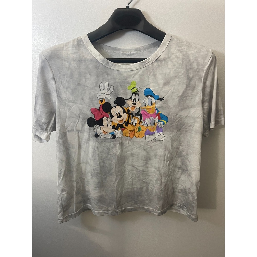 Disney Mickey and Friends Tie Dye Graphic Tee Gray White Kids 2XL DNMC0002 NWT